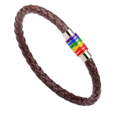 Braided Bracelet with Rainbow Striped Magnetic Clasp