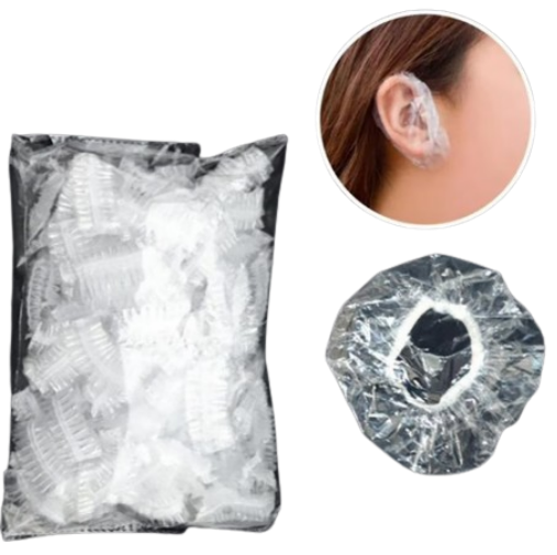 Clear Disposable Ear Protectors. Suitable for bathing, hair dying, salon, etc., 100 pcs
